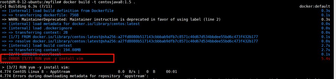docker build 失败:装 vim 时 appstream 仓库报 404