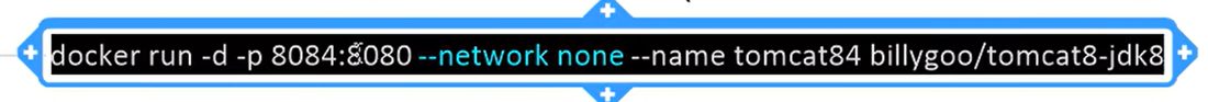 none 模式的启动方式:docker run -d -p 8084:8080 --network none --name tomcat84 billygoo/tomcat8-jdk8
