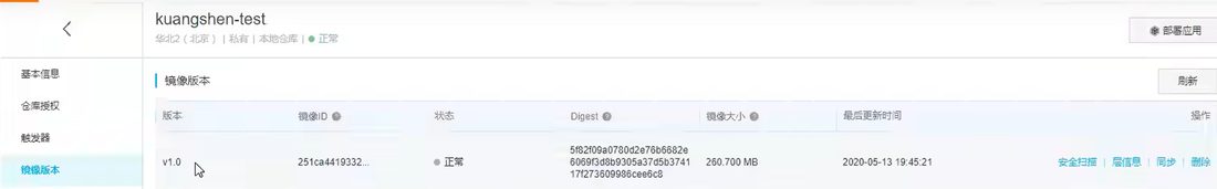 推送成功后仓库里出现 v1.0 版本,状态正常
