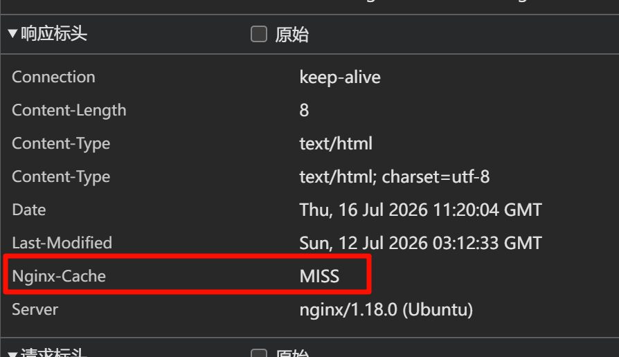 响应头里的 Nginx-Cache 是 MISS