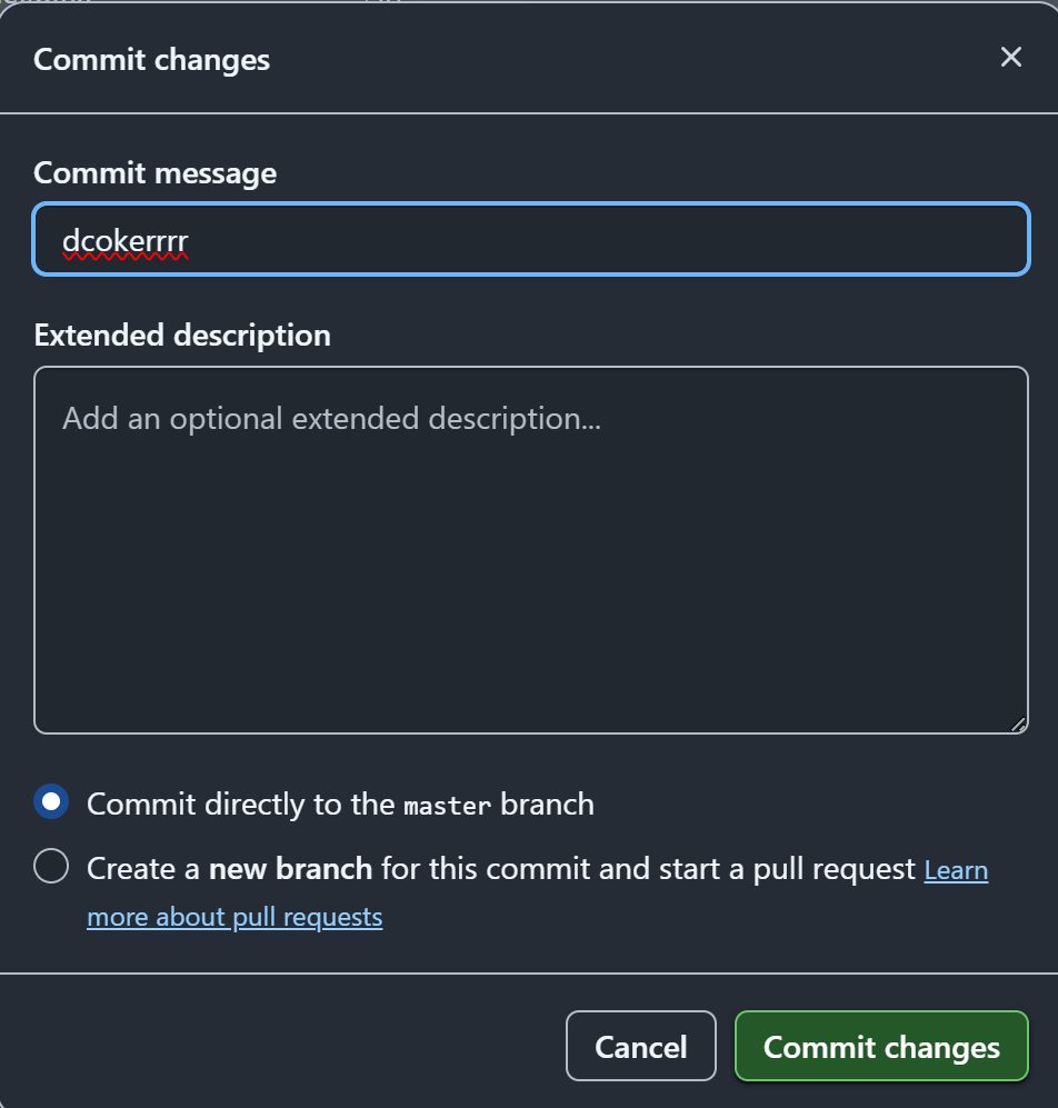 网页端编辑完会弹出这个提交对话框,填 commit message 后提交到 master