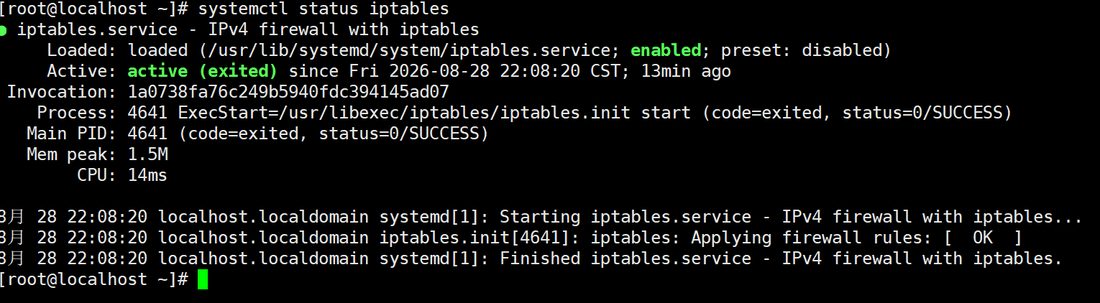 systemctl status iptables 显示 active (exited),脚本跑完就退出