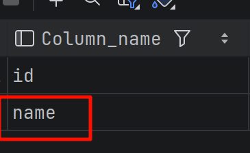 show index 结果里的 Column_name 列，红框是 name 字段的索引