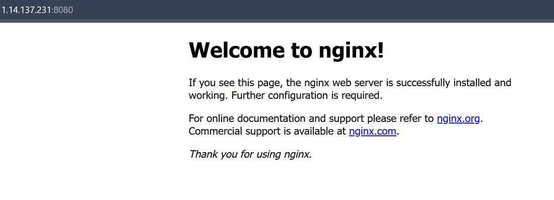 改完端口后访问到 nginx 默认页面