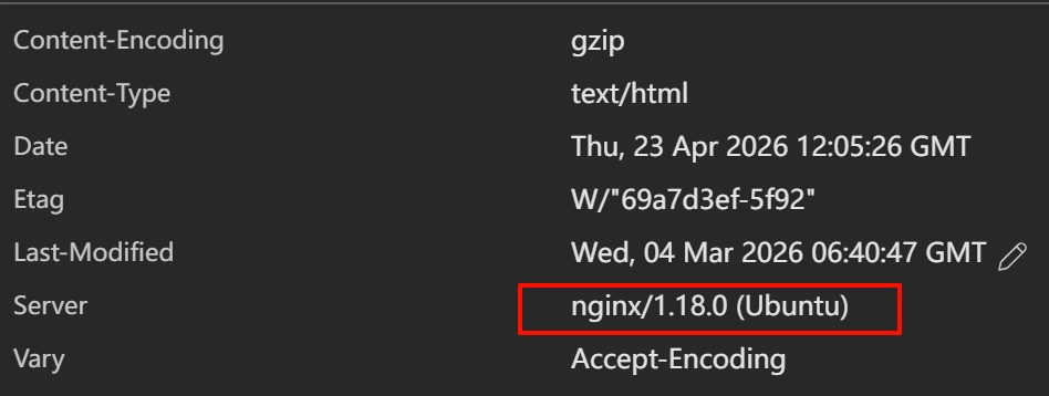 响应头里的 Server 是 nginx/1.18.0 (Ubuntu)
