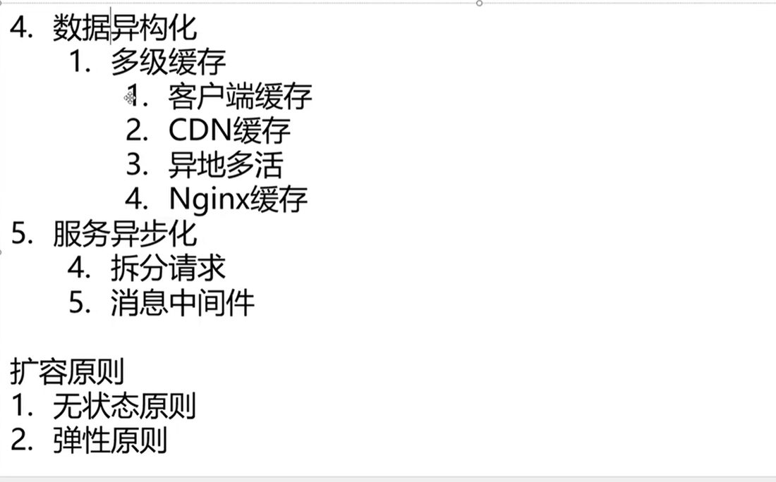 接着是数据异构化、服务异步化，还有扩容原则