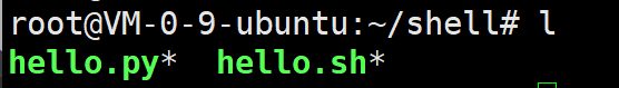 ll 出来的 hello.py 和 hello.sh 都是绿色带 * 的,说明已经有执行权限